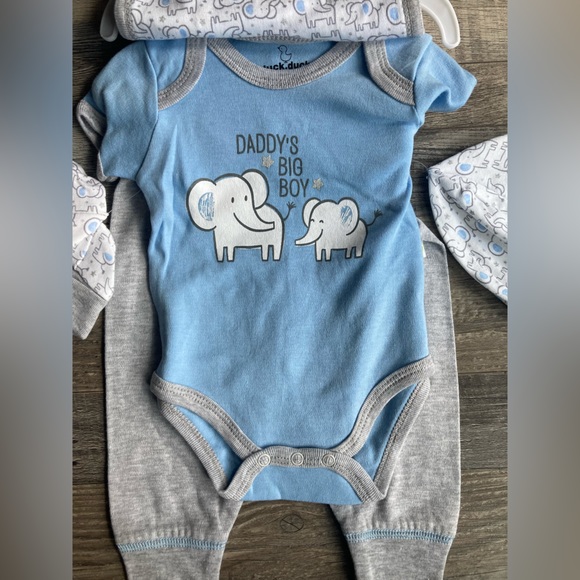 100%Cotton Elephant 0-3 M Blue Baby 7 Piece Set - Picture 8 of 12